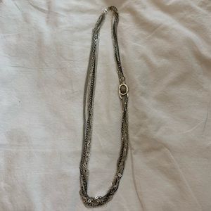 Long mixed metal layered necklace
